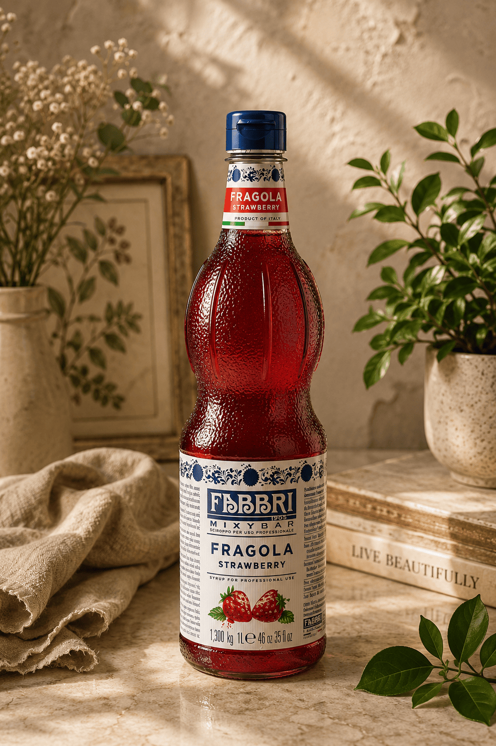 Xarope Profissional de Morango Fabbri 1lt Mixybar Fabbri Fragola