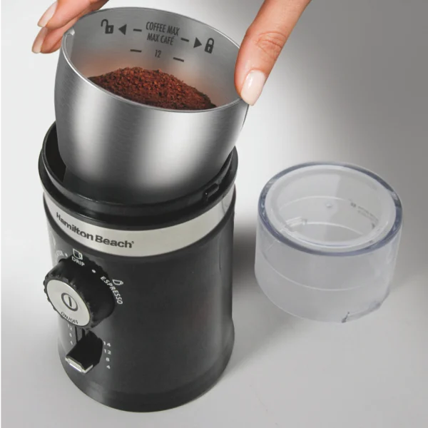 Moedor de Café Elétrico Hamilton Beach 2 Lâminas em aço Inox ajustável com Controle de Granulação