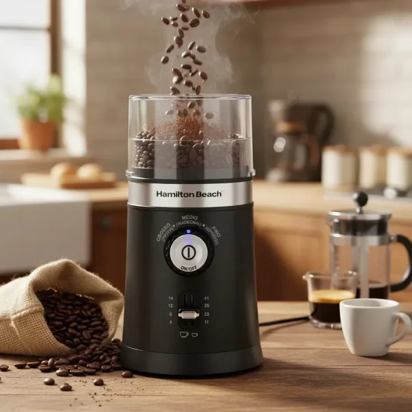 Moedor de Café Elétrico Hamilton Beach 2 Lâminas em aço Inox ajustável com Controle de Granulação