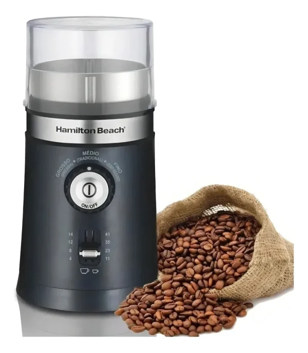 Moedor de Café Elétrico Hamilton Beach 2 Lâminas em aço Inox ajustável com Controle de Granulação