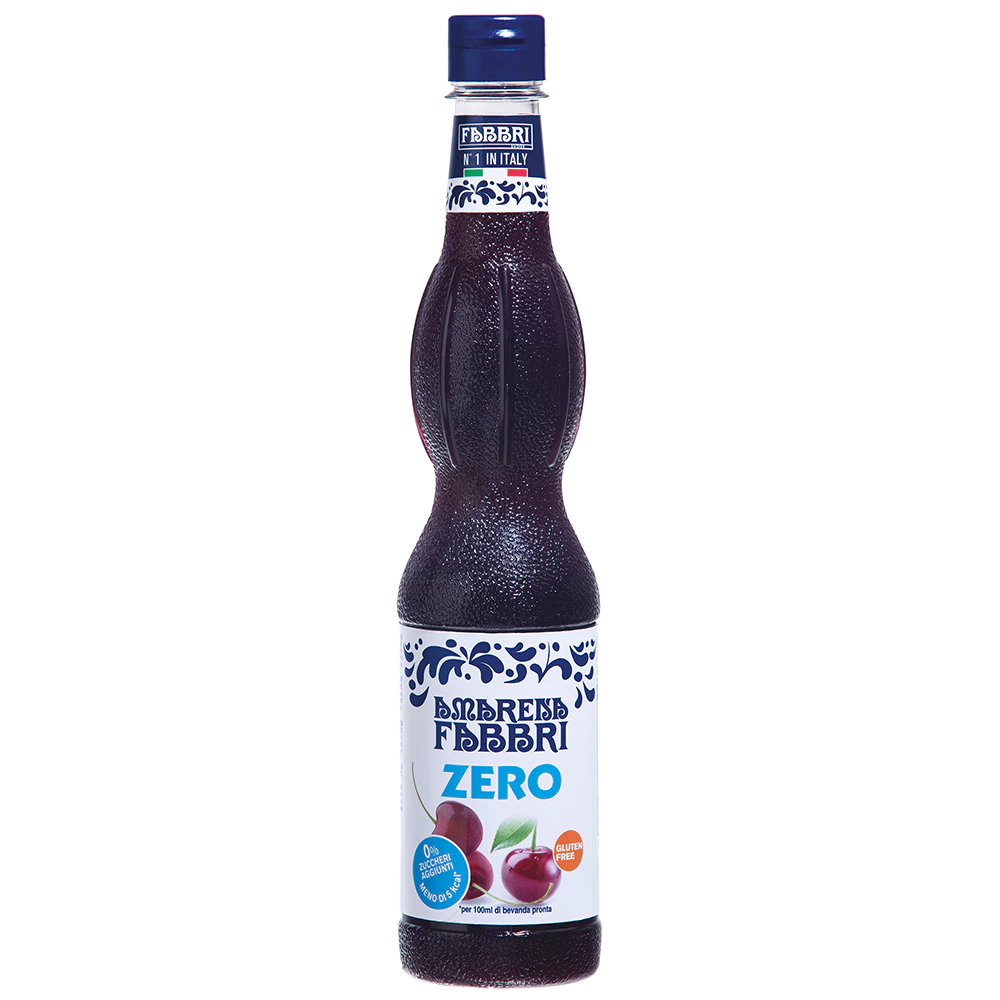 Xarope Fabbri Cerejas Silvestres 560 ml Sem Açúcar / Sciroppo Amarena Zero Concentrado Profissional