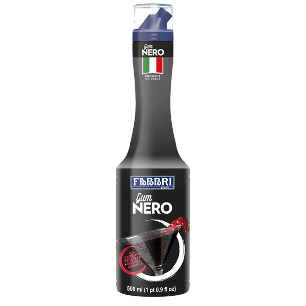 Xarope Fabbri Preto de Carvão Vegetal 500 ml Gum Nero Carbone Vegetale Concentrado Profissional