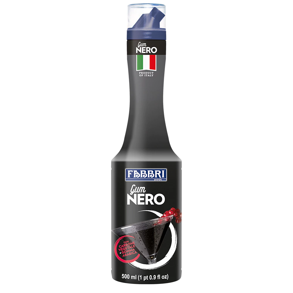 Xarope Fabbri Preto de Carvão Vegetal 500 ml Gum Nero Carbone Vegetale Concentrado Profissional