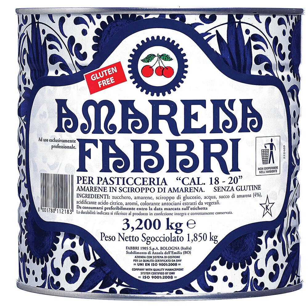 Cerejas Silvestres Italianas em Calda Lata 3,2 kg Amarena Fabbri