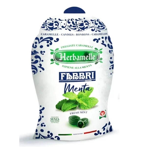 Bala de Menta Herbamelle Fabbri Menta 75 gr - Caramelos artesanais sabor menta