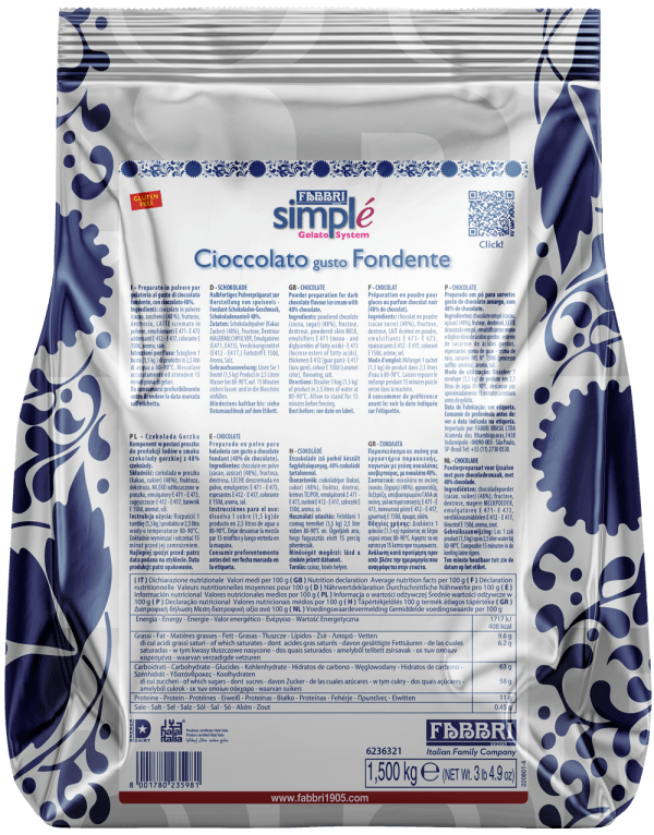 Fabbri CHOCOLATE FONDENTE 48% 1,5 kg